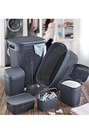 Katre Dowry Set 7 Piece Anthracite Bathroom Set TRN-170SET-07 - SmartWare