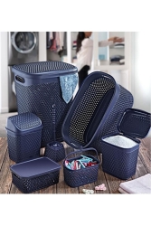 Katre Mitgift-Set, 7-teiliges marineblaues Badezimmer-Set TRN-170SET-06 - SmartWare