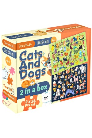 Katzen und Hunde Puzzle 2 Puzzles in einem 48 Teile Katzen und Hunde Puzzle 2 in 1 - Doerkids