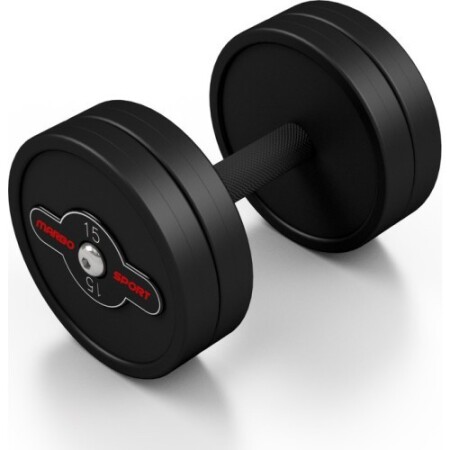 Kauçuk kaplı dambıl Marbo - 15 kg, siyah - Marbo Sport