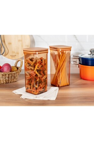 Kaviera 1500ml Storage Container with Wooden Lid 2 Pieces 1KSAKL0434-8682116783064 - Madame Coco