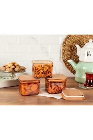 Kaviera 500ml Storage Container with Wooden Lid 3 Pieces 1KSAKL0432-8682116782937 - Madame Coco