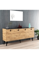 Kaya Konsol Atlantik Çam Mermer Desenli 180 cm Yemek Odası Ofis Salon Ünite KK180 - ALONEX HOME