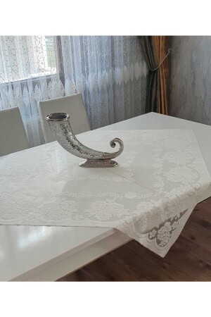 Kdk Gestrickter Tüll-Rosenbündel-Fransenbezug, Creme (100 x 100) - Wenessi