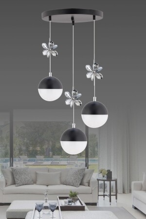 Kelebek 3-Piece Black Modern LED Chandelier 1605040012551 - İstanbul Avize