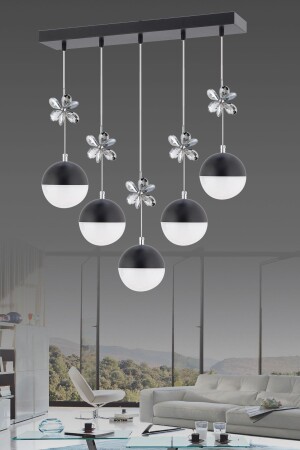 Kelebek 5-teiliger Esstisch Schwarz Moderner LED-Kronleuchter 1605040012581 - İstanbul Avize