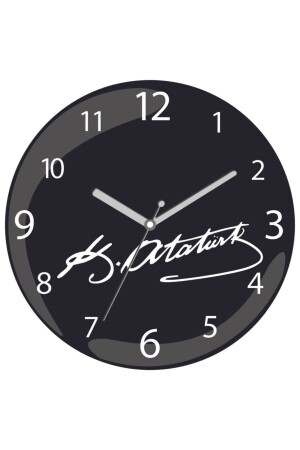 Kemal Atatürk Signature Silent Flows Curved Real Glass Wall Clock dop6515423igo - 3M
