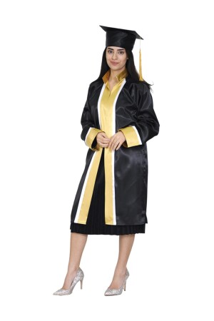 Kep Cubbe Mezuniyet Lise Siyah Gold Beyaz 1026 - Mezuniyetshop