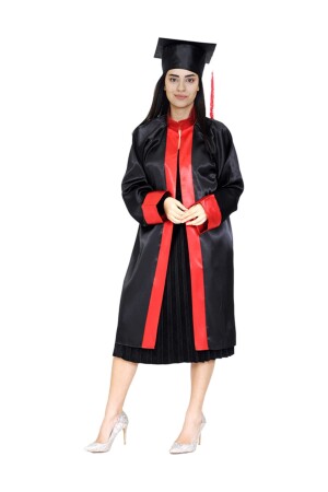 Kep Cubbe Mezuniyet Lise Siyah Kırmızı 1000s - Mezuniyetshop