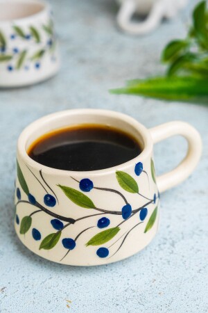 Keramik handbestickte Tasse mit Frühlingszweig FRÜHLINGSZWEIG - İlbay Çini Takı
