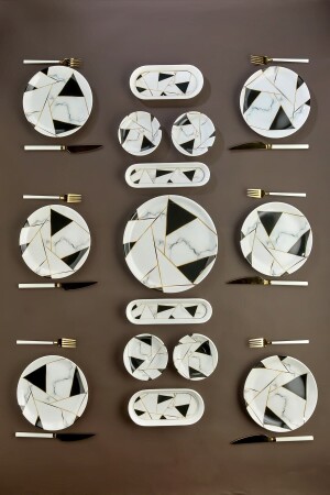 Keramik-Mosaik-Marmor-Frühstücksset, 15-teilig, für 6 Personen, Mosaik-Frühstück - Babion
