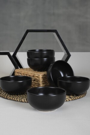 Keramika Matte Black Cloud Soup Bowl 12 cm 6 Pieces KRK 8001 - Kosova
