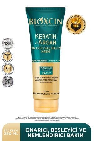 Keratin & Argan Repair Hair Care Cream 250 ml - Damaged and Sensitive Hair - Bioxcin