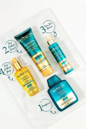Keratin & Argan Repair Shampoo 300ml + Keratin Argan Hair Care Oil + Conditioner + Repair Liquid Oil - Bioxcin