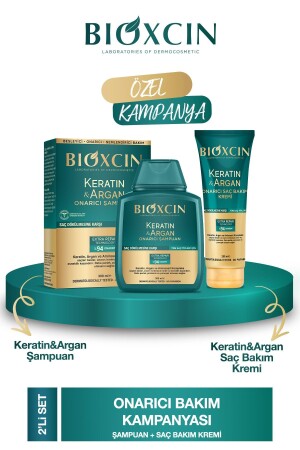 Keratin & Argan Repair Shampoo 300ml + Kertin Argan Hair Care Cream - Bioxcin
