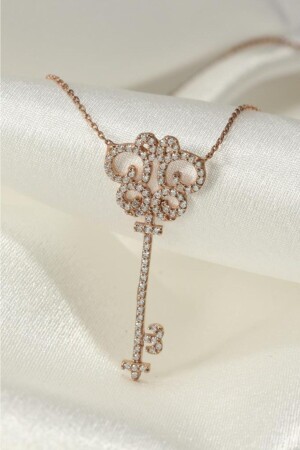 Key Silver Necklace Inlove Silver Necklace iku1137rz - In Love
