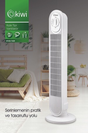 Kfan-7429 Ayarlanabilir Hızlı 80° Salınım Fonksiyonlu Kule Tipi Vantilatör - Kiwi