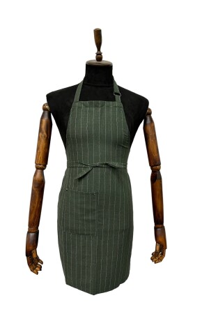 Khaki gray striped gabardine chef apron design apron kitchen apron - Tepe Üniforma