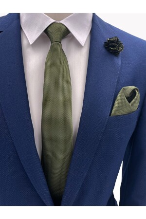 Khaki Green Tie Handkerchief Boutonniere Set KMD-23 - Brianze
