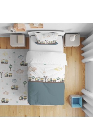 Kids Baby Bedding Set with Watercolor Train and Clouds - Cici Odam