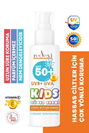 Kids Sun Cream SPF 50+ Uvb+ Uva High Protection For Sensitive Skin Special for Babies and Children 100 Ml 8680052705492 - Redexi
