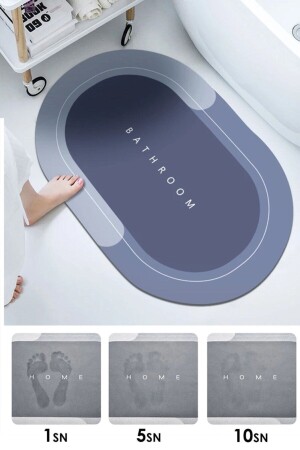 Kieselgur, 3–5 mm, 40 x 60 cm, oval, super wasserabsorbierend, Badematte, Kieselgur-Waschmatte, rutschfeste Unterseite - Kitchen Beauty