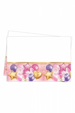 Kikajoy Flying Balloons Pink Plastic Tablecloth 120x180 Cm 1 Piece - Roll Up