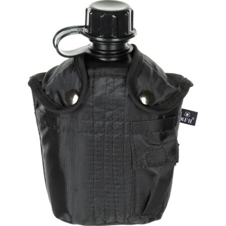 Kılıflı plastik içecek şişesi MFH, siyah, 1 litre - MFH