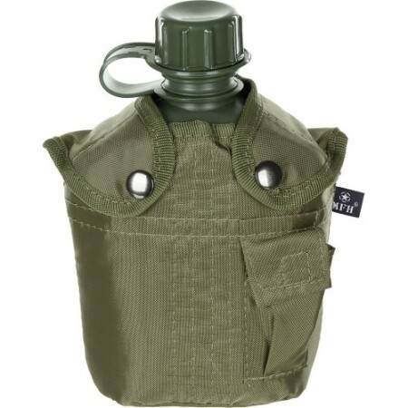 Kılıflı plastik içecek şişesi MFH, yeşil. 1 litre. - MFH