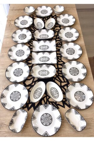Kilim Pattern 24 Piece Breakfast Set for 12 People Klmkhvltyvrk1224-01 - VENÜS HOME DECORATION