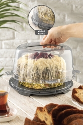 Kilitli Kapaklı Pasta Kek Börek Borcam Taşıma Ve Saklama Kabı MCH-024 - Meleni Home