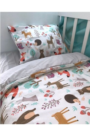 Kinderbettbezug-Set 90x190 für Bett Natur Tiere Grau (ohne Bettdecke) TYC00855042699 - Bebek Özel