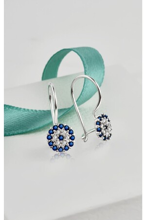 Kinderohrring „Evil Eye“ aus 925er-Sterlingsilber mit 7 mm großem Saphirstein aus Edelstahl - Jelux Silver