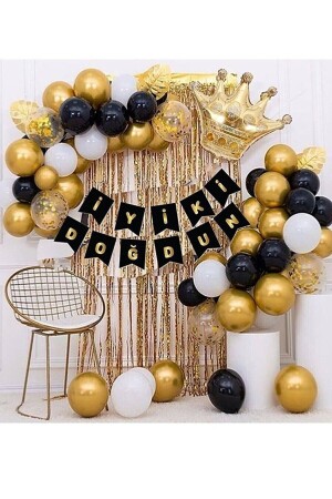 King Crown Ballonkette Geburtstagsset Happy Birthday Geburtstag Ideal4563 - Bkmc