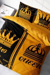 King-queen 3d Pamuk Saten Çift Kişilik Nevresim Takımı monohome3701 - Monohome