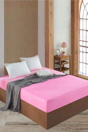 King Size 180x200 Combed Cotton Elastic Bed Sheet Pink - Julia Home