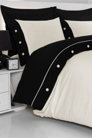 King Size Black and White Cotton Satin Duvet Cover Set BSBNE - METİNEV