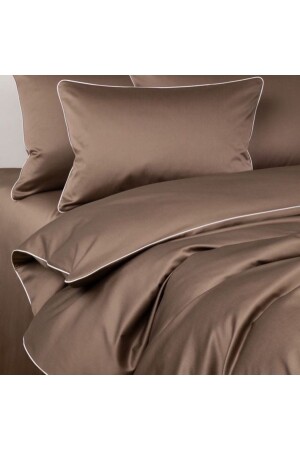 King Size Brown Cotton Satin Duvet Cover Set Kahverenkking - METİNEV
