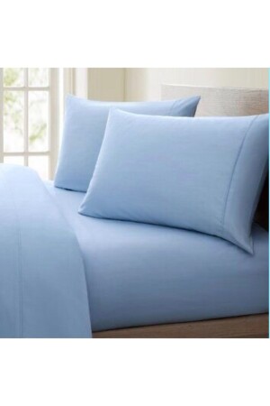 King Size Cotton Satin Light Blue Duvet Cover Set kngmavac - METİNEV