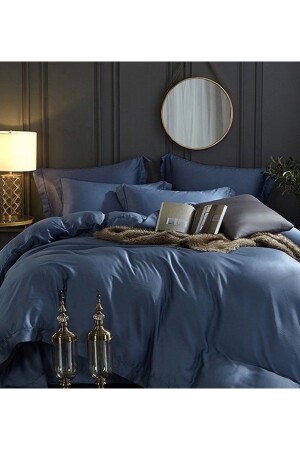 King Size King Size Cotton Duvet Cover Navy Blue Btlc - METİNEV