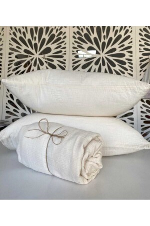 King Size Muslin Elastic Sheet and 2 Muslin Pillowcases - Yasemininevi