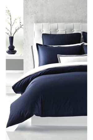 King Size Navy Blue Striped Duvet Cover Set Hftyq - METİNEV