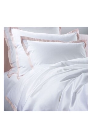 King Size Powder Striped Cotton Satin White Duvet Cover Set BT-PR - METİNEV