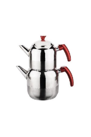 Kırmızı Athena Büyük Boy Paslanmaz Çelik Çaydanlık Takımı 1300-2250ml CHAI3CYDBK - Tantitoni