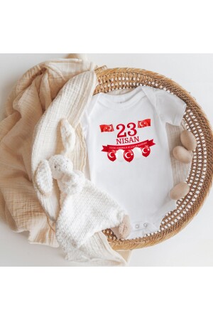Kısa Kollu %100 Pamuklu 23 Nisan Balonlu Tasarımlı Body Zıbın - Lotus Baby