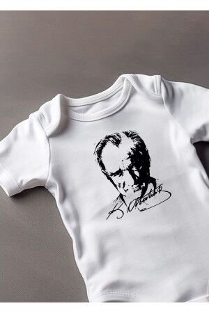 Kısa Kollu %100 Pamuklu ATATÜRK Yazılı Bebek Body Zıbın - Lotus Baby