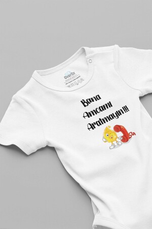 Kısa Kollu Bana Amcamı Aratmayın %100 Pamuklu Bebek Body Amca Bebek Zıbın Badi 5645K - Overoz