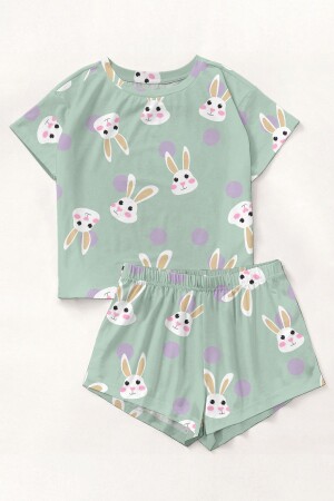 Kısa Kollu Şort Pijama Takımı Rabbit1 Supersoft Basic Süprem - Pembishomewear