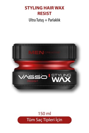 Kısa Saçlar Için 24 Saat Ultra Tutuş Ve Parlaklık Veren Wax - Resist Pro Aqua 150 ml - Vasso Men