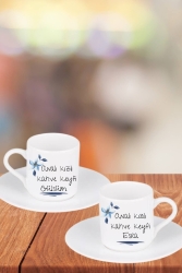Kişiye Özel Ikili Isim Yazılı Analı Kızlı Kahve Keyfi Baskılı Beyaz Türk Kahvesi Fincanı FEKF1134 - Florence Event